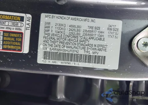 2017 Honda Cr-V Lx z USA, uszkodzony, nr VIN 5J6RW5H35HL003742